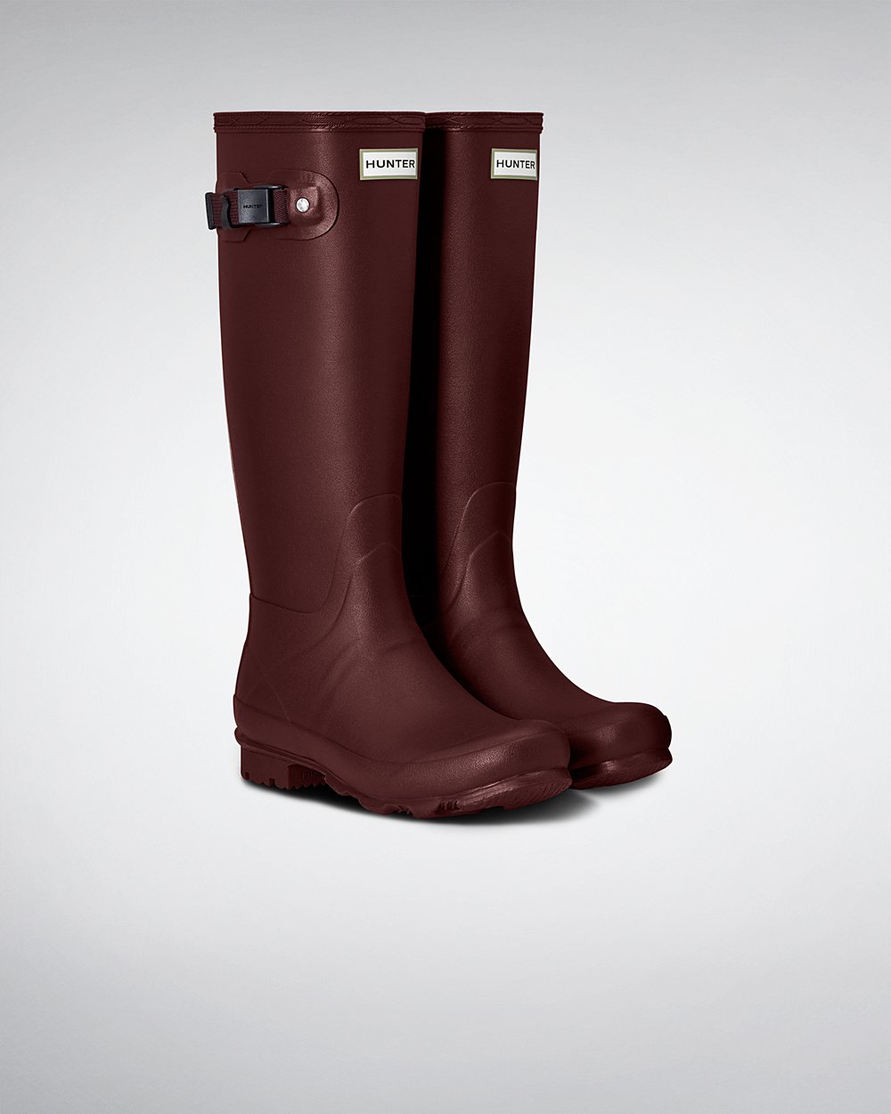 Botas de Lluvia Altas Hunter Mujer - Norris Field - Morados Rojos - KEAIUFY-25